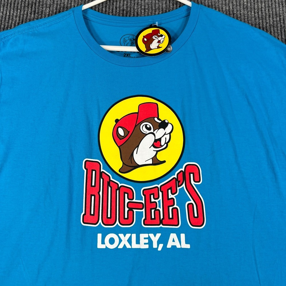 Bucees Shirt Mens 2XL XXL Blue‎ Short Sleeve Loxley Alabama Casual Comfort New
